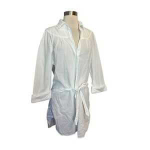 James Perse Tunic Shirt Size 3 White Long Sleeve Button Up Belted Top